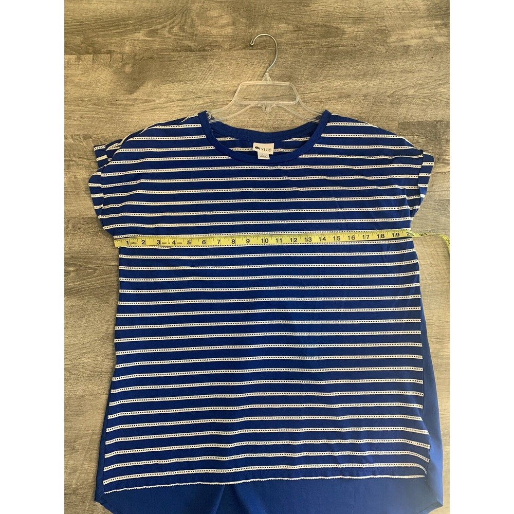 Blue Large striped Short sleeve tunic style shirt size Large Stylus - Picture 5 of 9